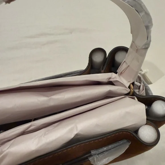 Tory Burch Elegant Romy Brown Suede Handbag - Picture 10 of 12